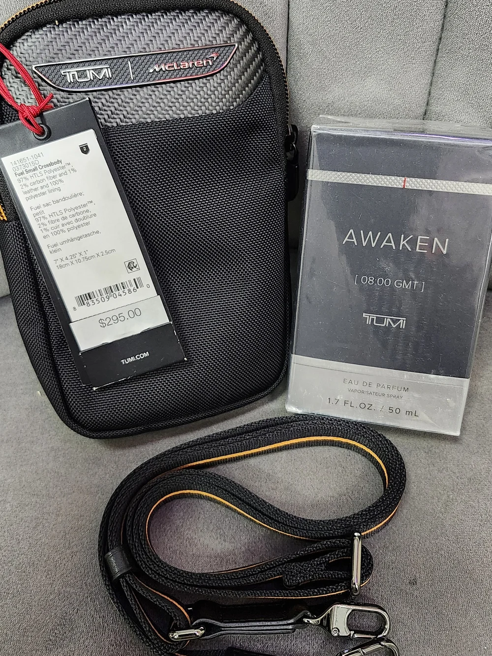 👑TUMI x McLaren Crossbody Pouch w AWAKEN Perfume 3.4oz🔥